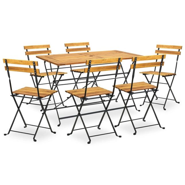 Table et 6 chaises pliantes de jardin en bois d'acacia massif et acier