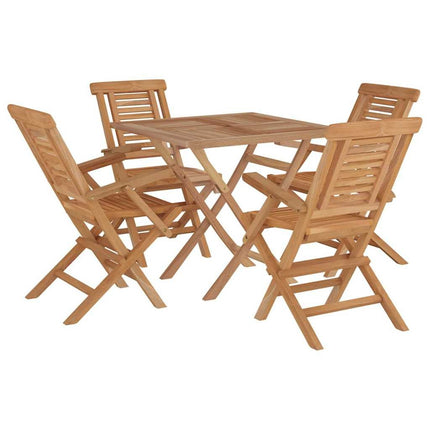 Table de jardin 85 cm et 4 chaises de jardin pliantes en teck massif