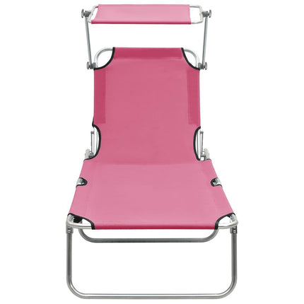 Transat pliant rose avec pare-soleil et dossier réglable