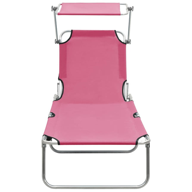 Transat pliant rose avec pare-soleil et dossier réglable