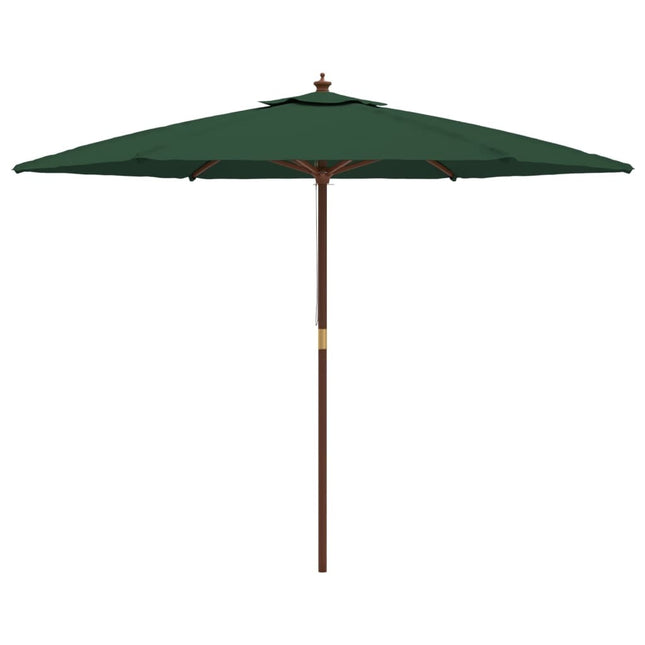 Parasol de jardin avec mât en bois vert 299 x 240 cm