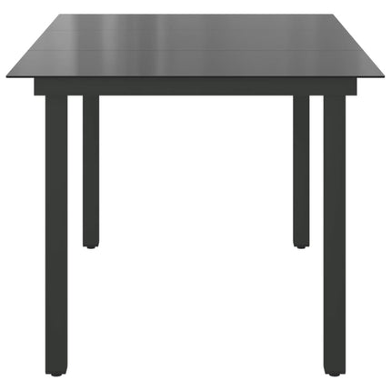 Table repas extérieure en aluminium noir et verre 150 x 90 cm
