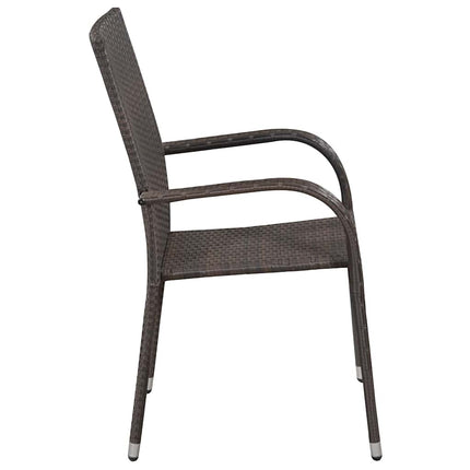 Table et 8 chaises de jardin en résine tressée marron et acacia massif