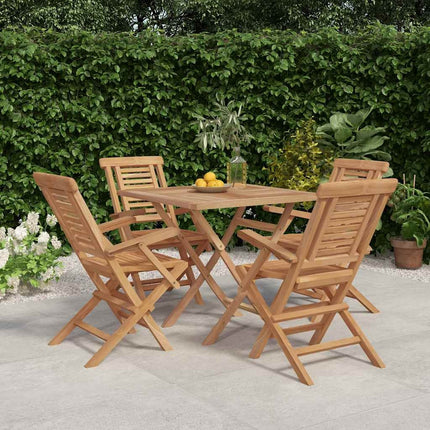 Table de jardin 85 cm et 4 chaises de jardin pliantes en teck massif