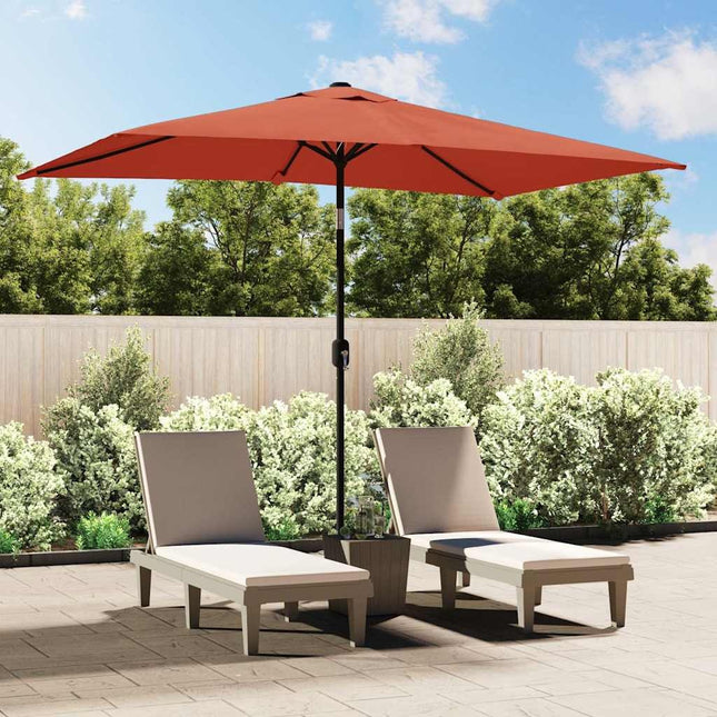 Parasol d'extérieur avec mât en métal 300 x 200 cm terre cuite