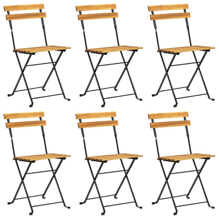 Table et 6 chaises pliantes de jardin en bois d'acacia massif et acier