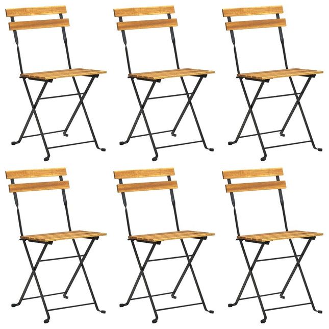 Table et 6 chaises pliantes de jardin en bois d'acacia massif et acier