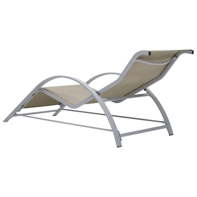 Bain de soleil en textilène crème et aluminium