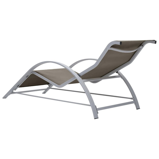 Bain de soleil en textilène taupe et aluminium