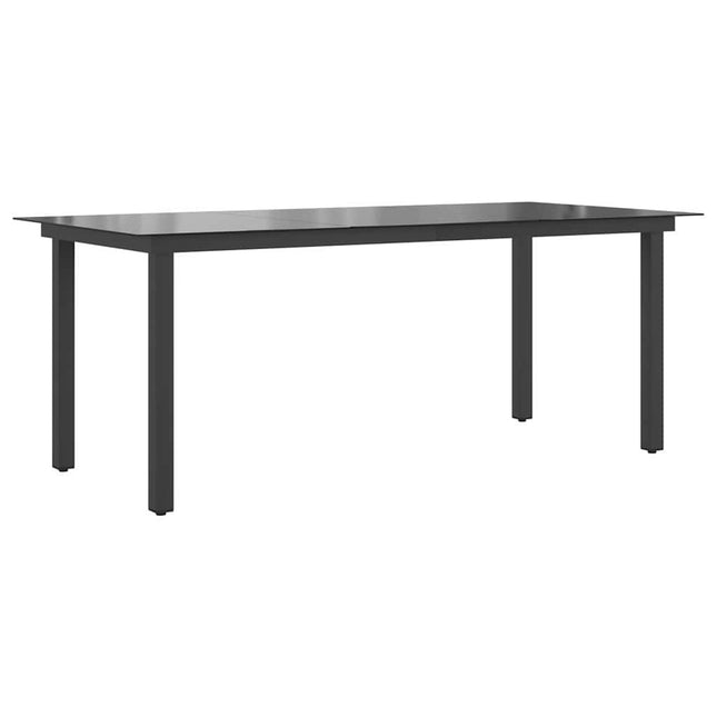 Table repas extérieure aluminium noir et verre 190 x 90 cm