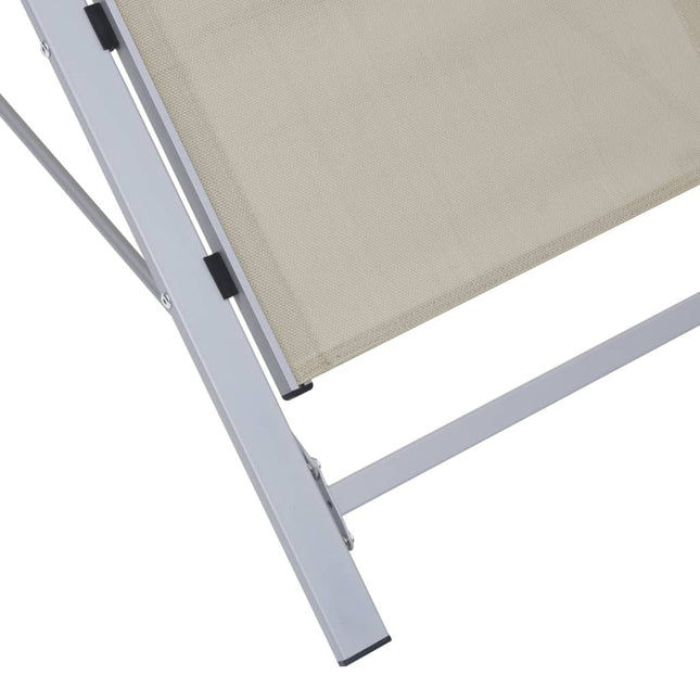 Bain de soleil en textilène crème et aluminium