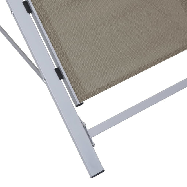 Bain de soleil en textilène taupe et aluminium