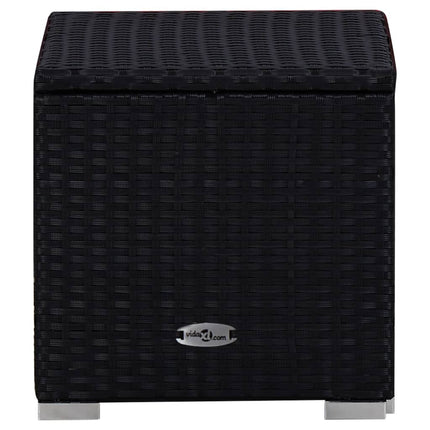 Ensemble de 2 bains de soleil avec table d'appoint en résine tressée noire et coussins rouges