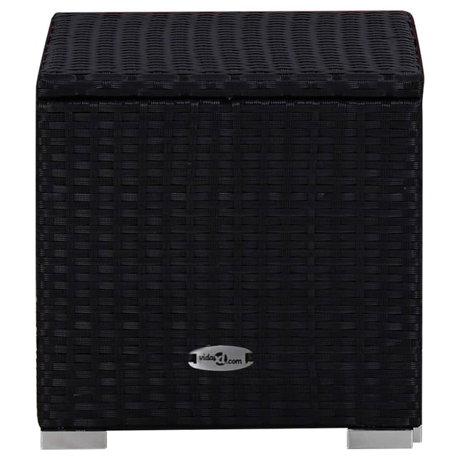 Ensemble de 2 bains de soleil avec table d'appoint en résine tressée noire et coussins rouges