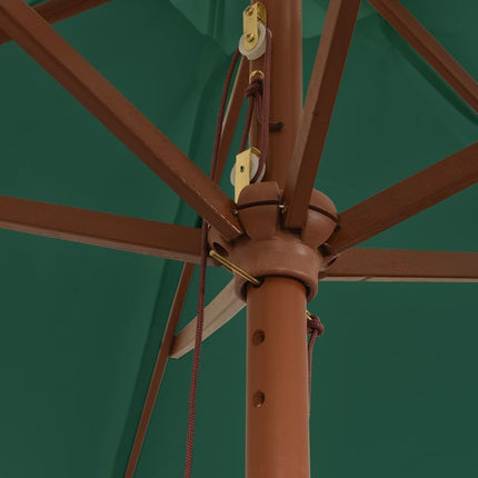Parasol de jardin avec mât en bois vert 299 x 240 cm