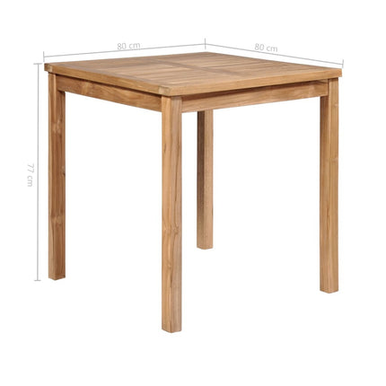 Table et chaises de jardin 4 places en teck massif 80 x 80 cm