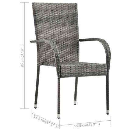 Table et 8 chaises de jardin en résine tressée grise et acacia massif