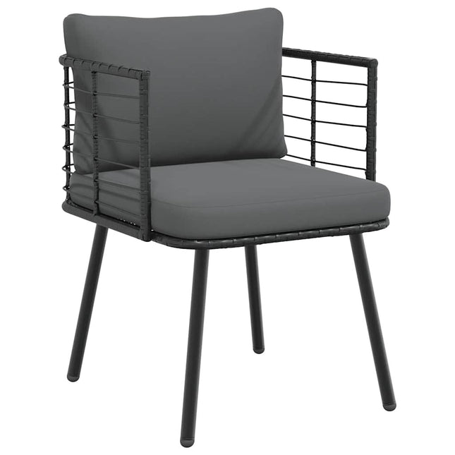 Fauteuil de jardin en résine tressée avec coussins anthracite