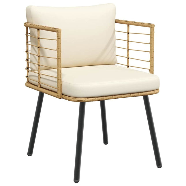 Fauteuil de jardin avec coussins crème en résine tressée naturelle