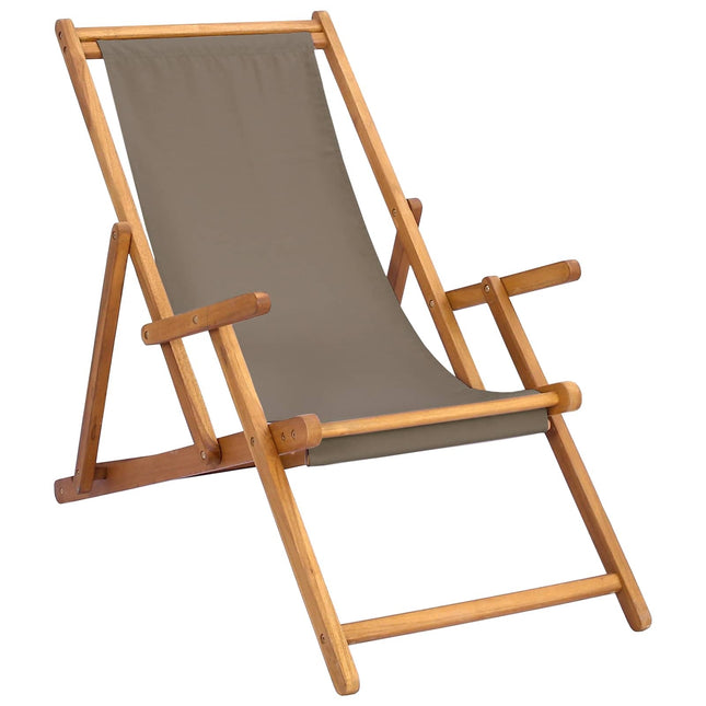 Chaise de plage taupe teck massif