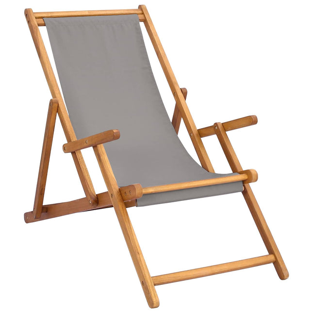 Chaise de plage gris clair teck massif