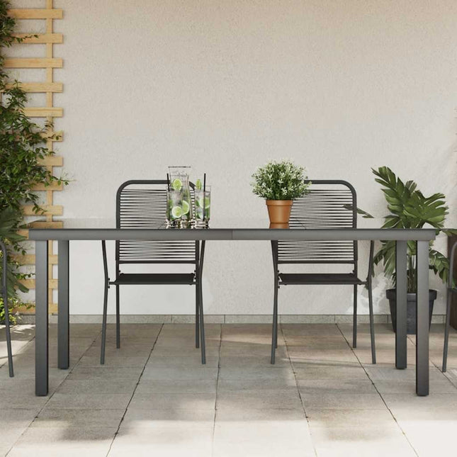 Table repas extérieure aluminium noir et verre 190 x 90 cm