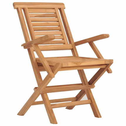 Table de jardin 85 cm et 4 chaises de jardin pliantes en teck massif