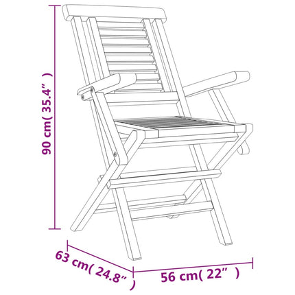 Table de jardin 120 cm avec 4 chaises pliantes en teck massif