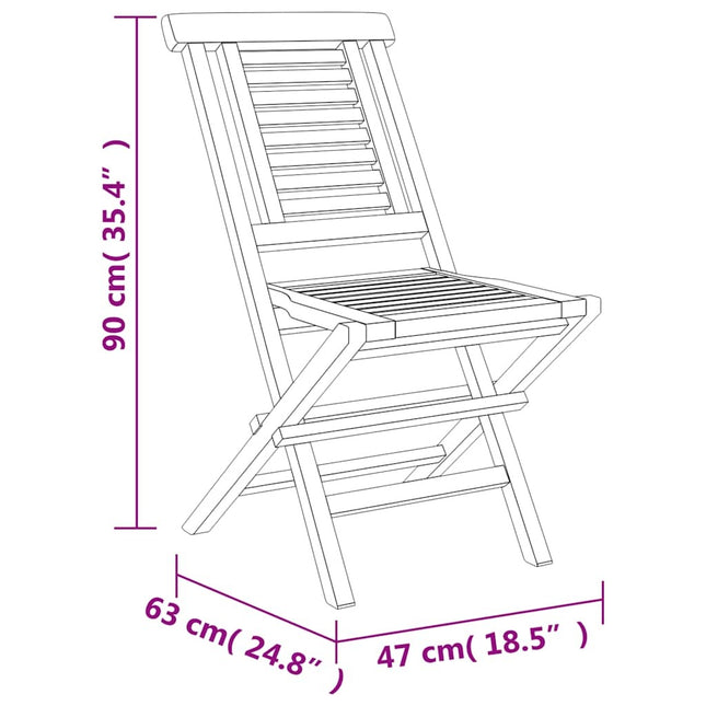 Table pliante de jardin 85 cm et 4 chaises de jardin pliantes en teck massif