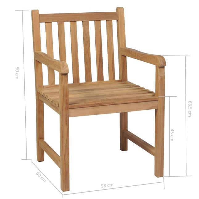 Table et chaises de jardin 4 places en teck massif 80 x 80 cm