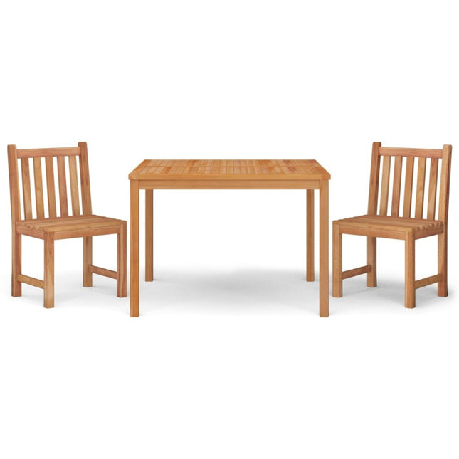 Table et 2 chaises de jardin en teck massif 80 x 80 cm