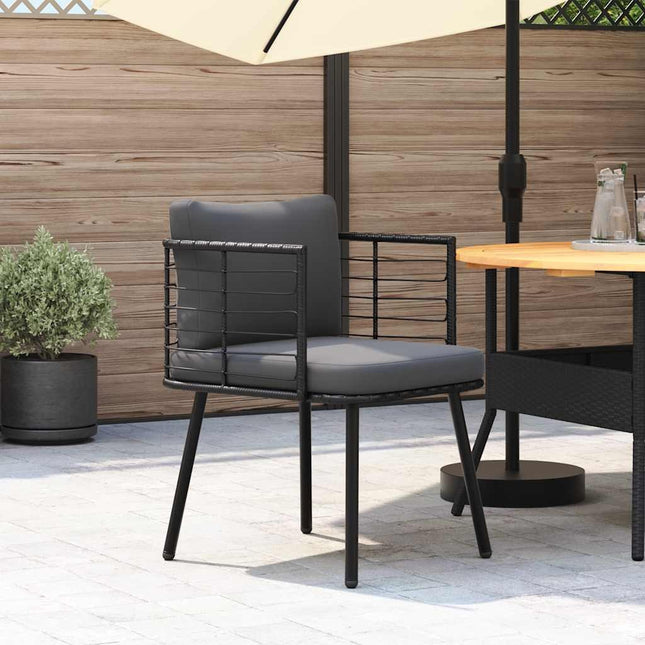 Fauteuil de jardin en résine tressée avec coussins anthracite