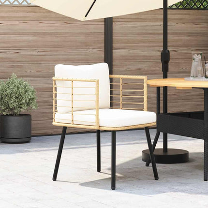 Fauteuil de jardin avec coussins crème en résine tressée naturelle