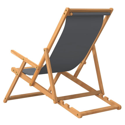 Chaise de plage pliable teck massif gris