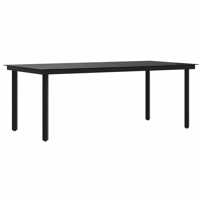 Table repas extérieure en acier noir et verre 200 x 100 cm