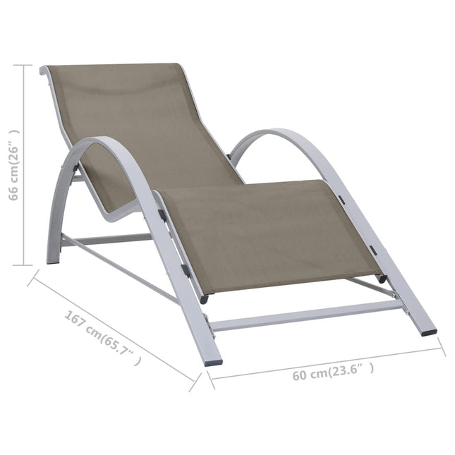 Bain de soleil en textilène taupe et aluminium