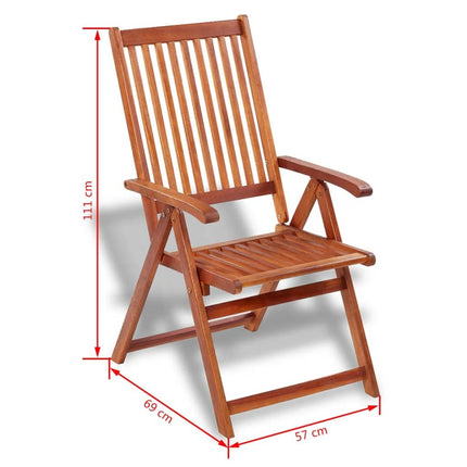 Table et chaises de jardin pliantes 6 places en bois d'acacia massif