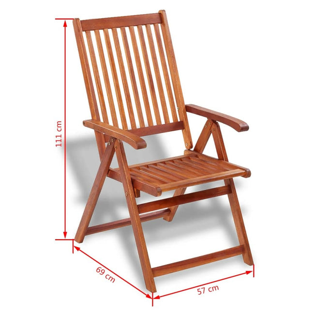 Table et chaises de jardin pliantes 6 places en bois d'acacia massif