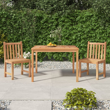 Table et 2 chaises de jardin en teck massif 110 cm
