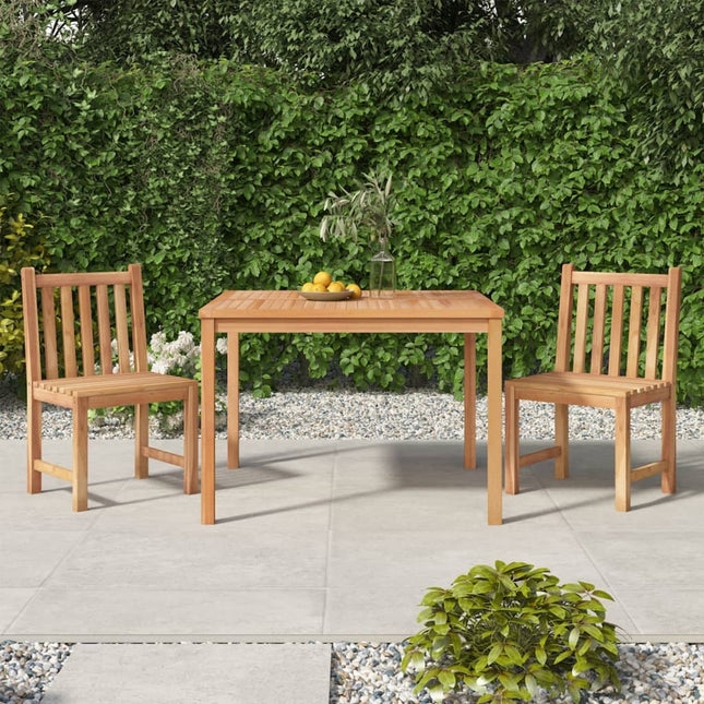 Table et 2 chaises de jardin en teck massif 110 cm