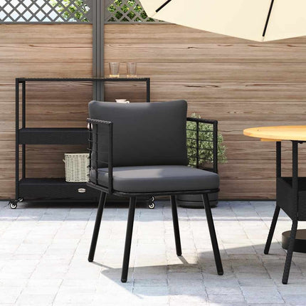 Fauteuil de jardin en résine tressée avec coussins anthracite