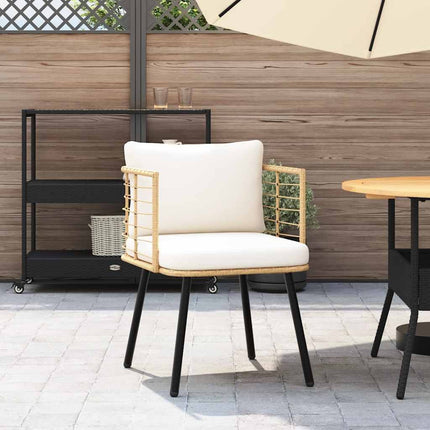 Fauteuil de jardin avec coussins crème en résine tressée naturelle
