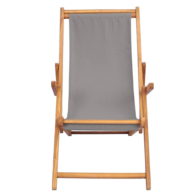 Chaise de plage gris clair teck massif