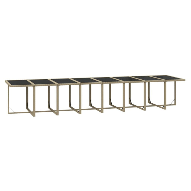 Table et fauteuils de jardin 20 places en résine tressée beige
