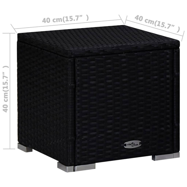 Ensemble de 2 bains de soleil avec table d'appoint en résine tressée noire et coussins rouges