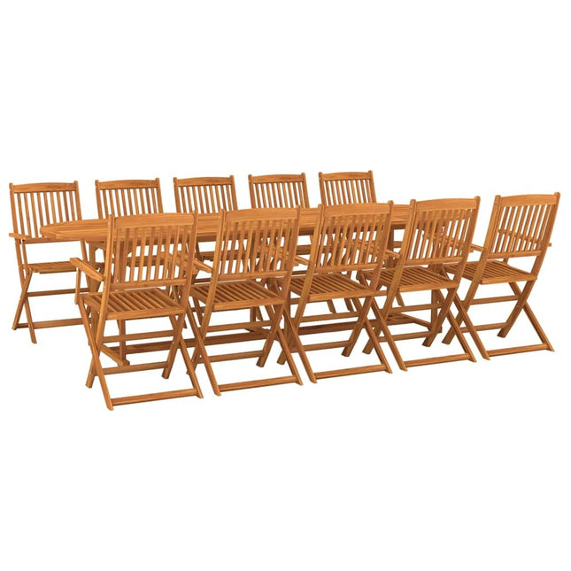 Table et chaises de jardin pliantes 12 places en bois d'acacia massif