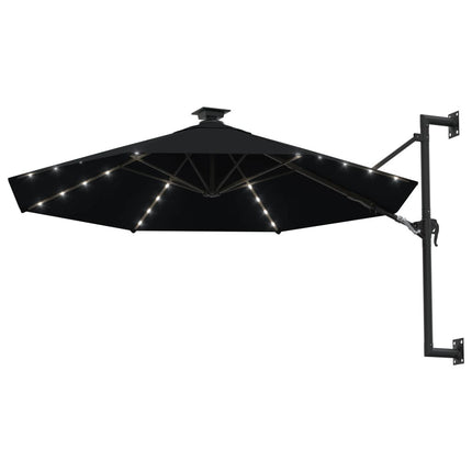 Parasol mural de jardin avec led 300 cm noir