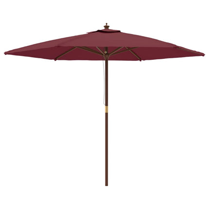 Parasol de jardin avec mât en bois rouge bordeaux 299 x 240 cm