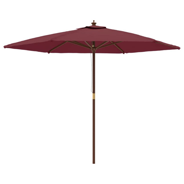 Parasol de jardin avec mât en bois rouge bordeaux 299 x 240 cm