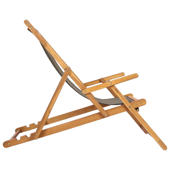 Chaise de plage taupe teck massif